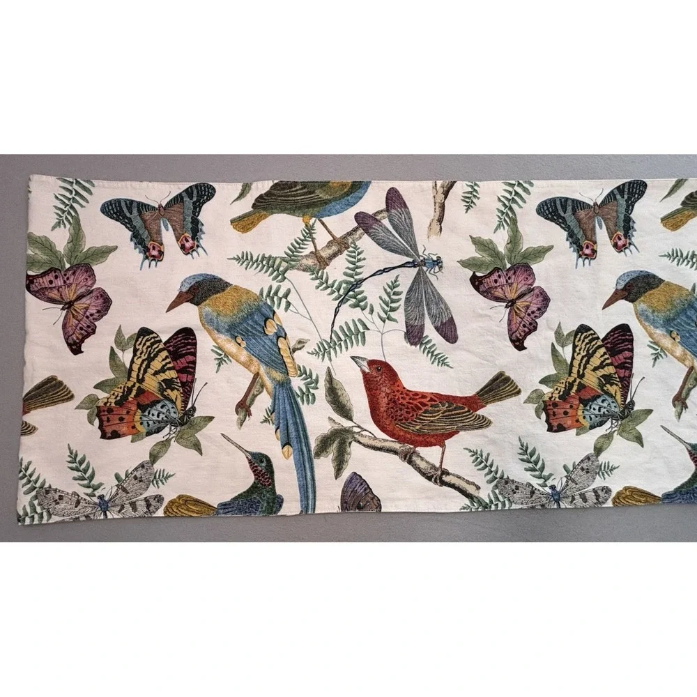 Rare Pottery Barn Fauna Bird Table Runner Multicolor Cotton Linen Blend 17
